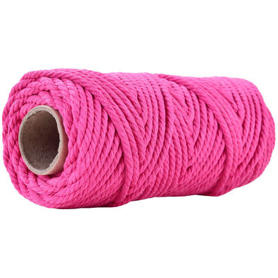 50m Cordón de macramé rosa polvoriento 5mm ISO9001 cuerda de algodón rosa 3 hebras