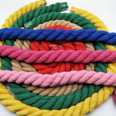 Cordón de algodón rosado de 20 mm torcido ISO14001 3 hebras de macrame