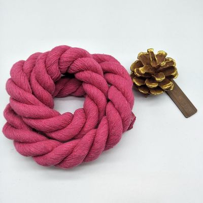 Cordón de algodón rosado de 20 mm torcido ISO14001 3 hebras de macrame
