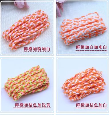 Ropa de algodón de 5 mm de 3 hebras de cordón de macrame naranja blanco