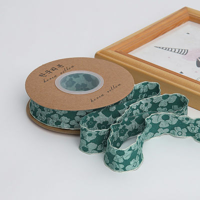 Revestimiento de encaje floral en relieve 25 mm cinta de encaje de champán de poliéster