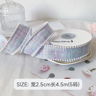 25 mm de poliéster cinta de rejilla de plata cinta de perla borde OEM ODM
