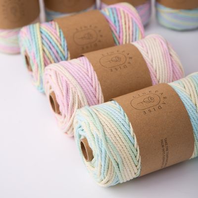 ISO9001 Cuerdas de algodón de trenzas sólidas coloridas de 3 mm de cordón de macrame retorcido