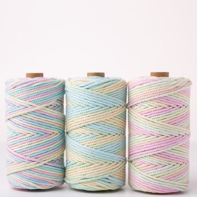 ISO9001 Cuerdas de algodón de trenzas sólidas coloridas de 3 mm de cordón de macrame retorcido