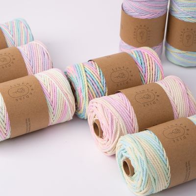 ISO9001 Cuerdas de algodón de trenzas sólidas coloridas de 3 mm de cordón de macrame retorcido