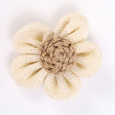 Flores de cinta de 8 cm de burlap Diy Orange Black Jute Rope Flower