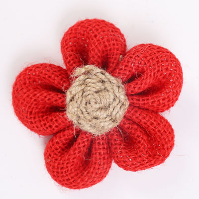 Flores de cinta de 8 cm de burlap Diy Orange Black Jute Rope Flower