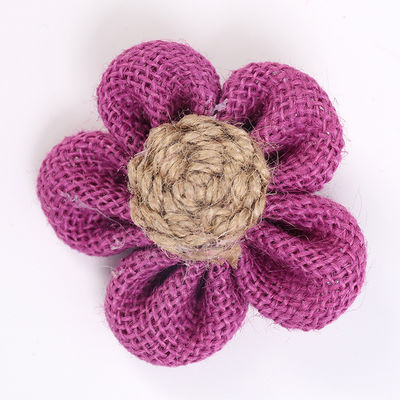 Flores de cinta de 8 cm de burlap Diy Orange Black Jute Rope Flower