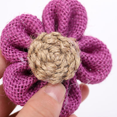 Flores de cinta de 8 cm de burlap Diy Orange Black Jute Rope Flower