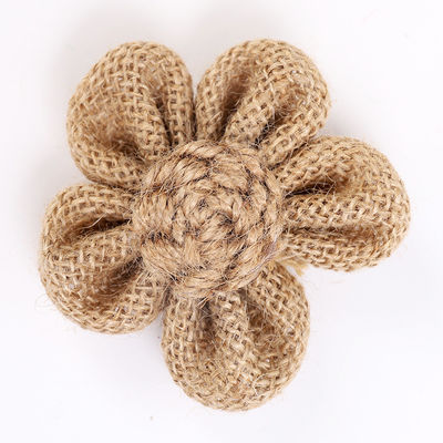 Flores de cinta de 8 cm de burlap Diy Orange Black Jute Rope Flower