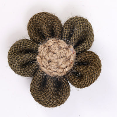 Flores de cinta de 8 cm de burlap Diy Orange Black Jute Rope Flower