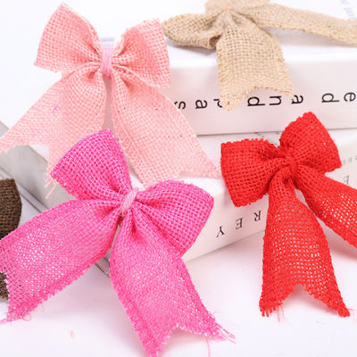 8cm*11cm Arco de cinta de yute Verde Rosado Decorativo Arco de cinta de enchufe
