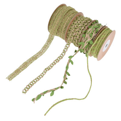 Cinturón de hoja verde oscuro de barro de 2 mm-15 mm*10y Cinturón con cable de yute