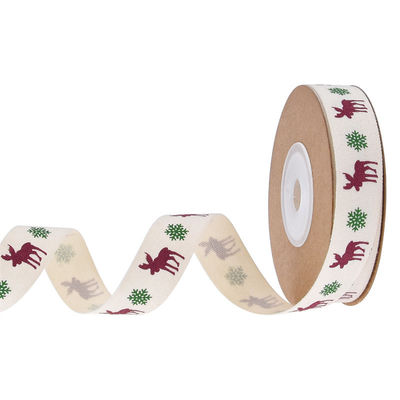 15mm*3y cinta de regalo de Navidad Impresa cinta de algodón blanco para regalos