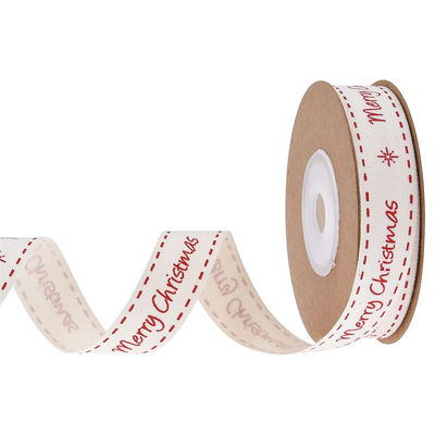 15mm*3y cinta de regalo de Navidad Impresa cinta de algodón blanco para regalos