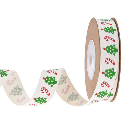 15mm*3y cinta de regalo de Navidad Impresa cinta de algodón blanco para regalos