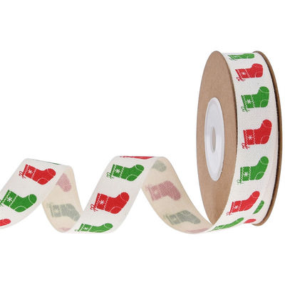 15mm*3y cinta de regalo de Navidad Impresa cinta de algodón blanco para regalos