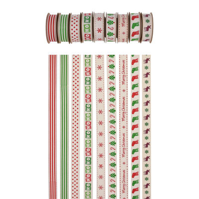 15mm*3y cinta de regalo de Navidad Impresa cinta de algodón blanco para regalos