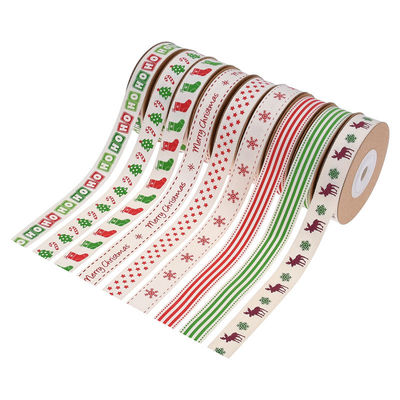 15mm*3y cinta de regalo de Navidad Impresa cinta de algodón blanco para regalos