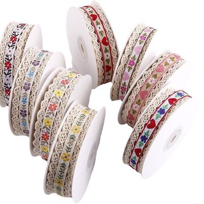 2.5cm cinta de encaje de flecha floroal Jacquard para empaque de regalos cinta de poliéster para empaque