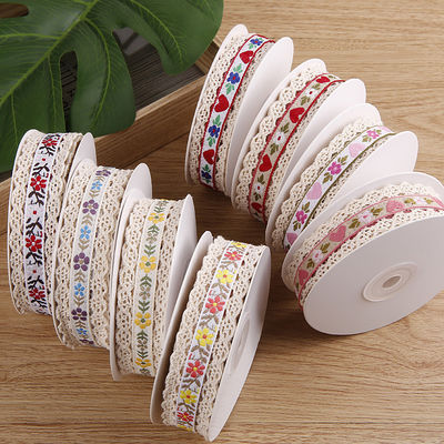 2.5cm cinta de encaje de flecha floroal Jacquard para empaque de regalos cinta de poliéster para empaque