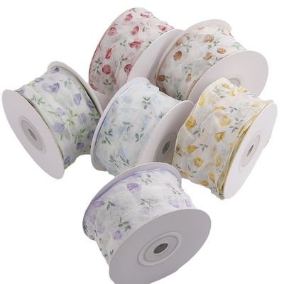 40 mm 50 mm cinta de órgano con cinta de poliéster con impresión floral OEM Eco Friendly