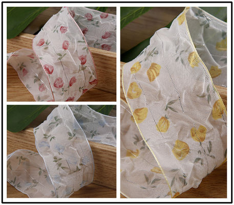 40 mm 50 mm cinta de órgano con cinta de poliéster con impresión floral OEM Eco Friendly