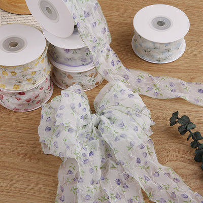 40 mm 50 mm cinta de órgano con cinta de poliéster con impresión floral OEM Eco Friendly