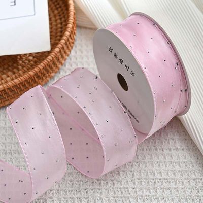 4cm*18m Cinta de órgano de poliéster de diamante brillante de alta calidad cinta de regalo