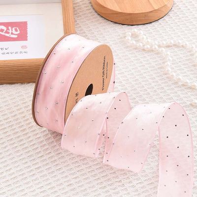 4cm*18m Cinta de órgano de poliéster de diamante brillante de alta calidad cinta de regalo