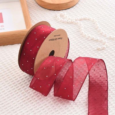 4cm*18m Cinta de órgano de poliéster de diamante brillante de alta calidad cinta de regalo