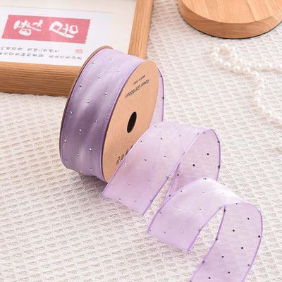 4cm*18m Cinta de órgano de poliéster de diamante brillante de alta calidad cinta de regalo
