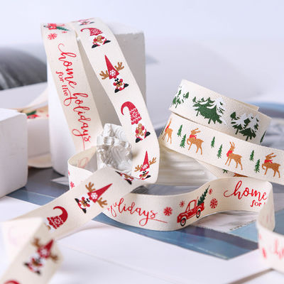 16mm*100y Feliz Navidad cinta de algodón impresa cinta de algodón personalizada