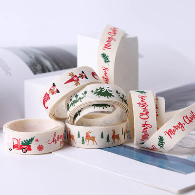 16mm*100y Feliz Navidad cinta de algodón impresa cinta de algodón personalizada