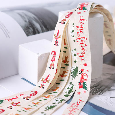 16mm*100y Feliz Navidad cinta de algodón impresa cinta de algodón personalizada