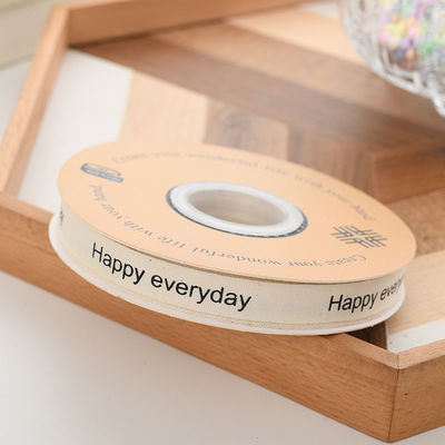 13mm Logotipo Cinta de algodón Literario Flor fresca Bouquet Decoración de pastel Caja regalo Cinta DIY Material cinta de embalaje