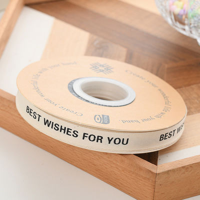 13mm Logotipo Cinta de algodón Literario Flor fresca Bouquet Decoración de pastel Caja regalo Cinta DIY Material cinta de embalaje