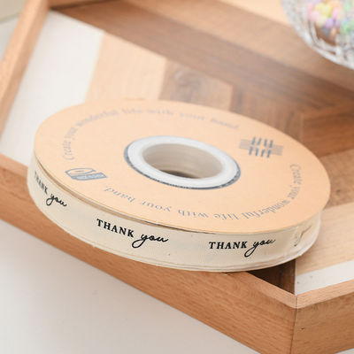 13mm Logotipo mayorista cinta de algodón estilo literario Flor de embalaje caja de regalo Decoración cinta de pastel ramo