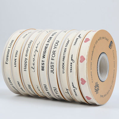 13mm Logotipo mayorista cinta de algodón estilo literario Flor de embalaje caja de regalo Decoración cinta de pastel ramo