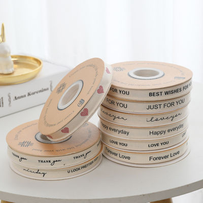 13mm Logotipo mayorista cinta de algodón estilo literario Flor de embalaje caja de regalo Decoración cinta de pastel ramo