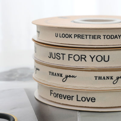 13mm Logotipo mayorista cinta de algodón estilo literario Flor de embalaje caja de regalo Decoración cinta de pastel ramo