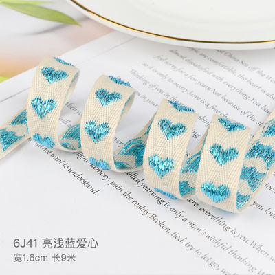 16mm*9m patrón de corazón cinta de algodón Jacquard para accesorios de ropa