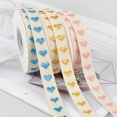 16mm*9m patrón de corazón cinta de algodón Jacquard para accesorios de ropa
