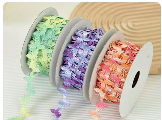 2cm*25y cinta de mariposa ultrasónica para embalaje de regalos y accesorios de ropa