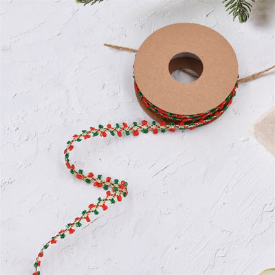 10 mm * 10m Feliz Navidad Margen de oreja de terciopelo para embalaje de regalos y decoración del festival