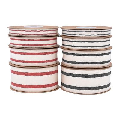 10mm-38mm*10y cinta de algodón rayada negra y roja para embalaje de regalos y accesorios de ropa