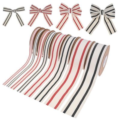 10mm-38mm*10y cinta de algodón rayada negra y roja para embalaje de regalos y accesorios de ropa